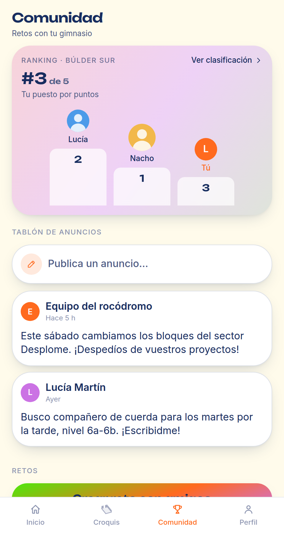 Comunidad y retos entre amigos en ROPE