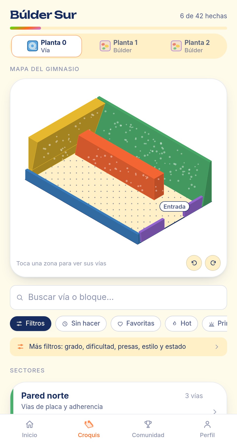 Mapa del gimnasio en ROPE